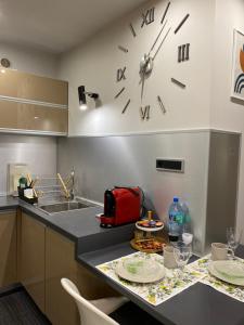 Kuchyň nebo kuchyňský kout v ubytování Omega Apartment