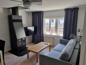 Ruang duduk di Adelsgatan 36 lägenhetshotell, Gotland Living and Meeting
