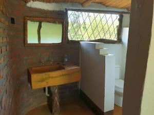 a bathroom with a sink and a toilet at Hornbill Bush Lodge in Pakwach East