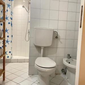 威尼斯Calle dei Furlani - Appartamento con Patio的带马桶和水槽的白色浴室 更多8张照片