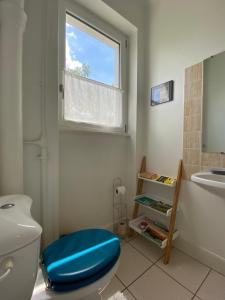 ein Badezimmer mit Toilette und Waschbecken und einem Fenster in der Unterkunft BookingAlsace - Maison Mittelharth Parking Jardin in Colmar