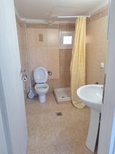 a bathroom with a toilet and a sink at Dimar3 Seaside Apartment in Paralia Dionysiou +18 photos