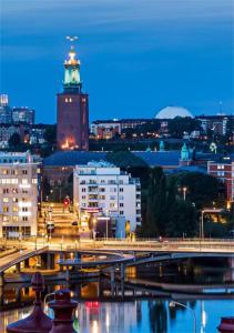 Nespecifikovaný výhled na destinaci Stockholm nebo výhled na město při pohledu z hostelu