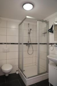 un bagno con doccia e WC di Royal Rose Suite in zentraler Lage a Brema Altre 6 foto