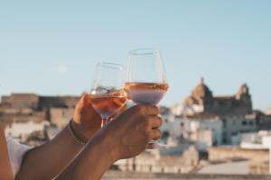 two people holding glasses of wine in their hands at Loft Poerio Ostuni in Ostuni