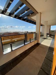 a balcony of a building with a view at Visionsul Hotel in Chapadão do Sul