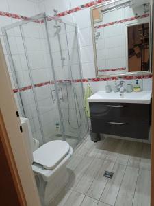 a bathroom with a toilet and a sink and a shower at Nonna Kate in Komin +15 photos