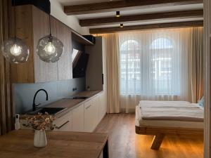 Kuchyň nebo kuchyňský kout v ubytování Golden Key Apartments