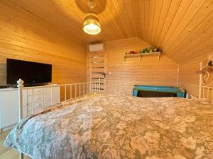 a bedroom with a large bed in a room at Woodstock in Krajnik Dolny +74 photos