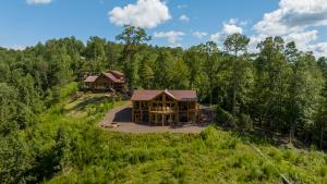 an aerial view of a house in the woods at Yellowstone Lodge in Blue Ridge