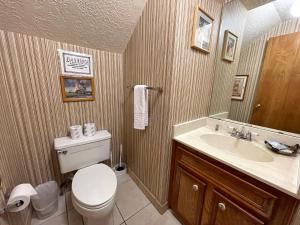 un bagno con un water e un lavandino di Valley Condo 110 - Creekside - WiFi - Pet Friendly - Hot Tub - Fireplace - Washer - Dryer - Playground a Red River