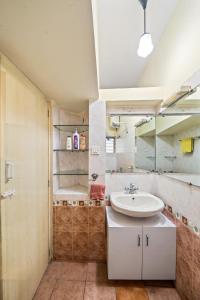 班加罗尔Emerald - Vintage Haven的带水槽、淋浴和浴缸的浴室