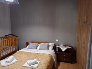 Postel nebo postele na pokoji v ubytování Comfortable apartment in Kiato