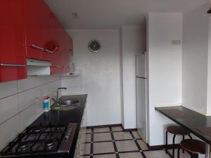 a small kitchen with a stove and a sink at Apartment On Pribuzhskaya 2 in Khmelʼnytsʼkyy +12 photos