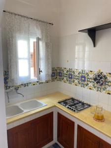 una cucina con lavello e fornello forno superiore di MarGio apartments a San Vito lo Capo Altre 23 foto