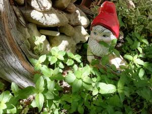 a statue of a cat wearing a hat in a garden at Rooms Kristi in Nesebar +21 photos