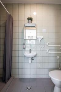 a bathroom with a sink and a toilet at Smiltynės Jachtklubas in Klaipėda
