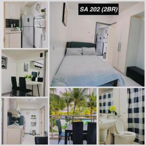 een collage van foto's van een slaapkamer en een bed bij MicasaAzure77 in Manilla