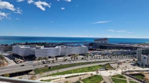 an aerial view of a building near the ocean at Classic Boat in Barcelona