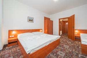 a bedroom with a large bed and two night stands at City Central De Luxe in Prague