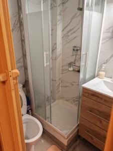Un baño con ducha, inodoro y lavabo. en Share Home, en Barcelona