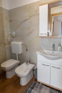 a bathroom with a toilet and a sink at Apartma Oljka in Ankaran