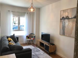 un salon avec un canapé et une télévision dans l'établissement Donosti House Bi con Parking ESS2648, à Saint-Sébastien