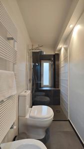 W łazience znajduje się biała toaleta i prysznic. w obiekcie Hostdomus - Fox Suite w mieście Sestriere +19 zdjęć