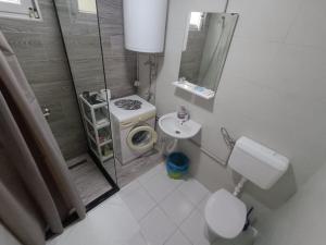 a small bathroom with a toilet and a sink at WIN apartment in Plužine