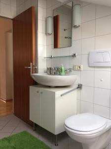a bathroom with a toilet and a sink at Ferienwohnung Allmein Top 3 in Vandans