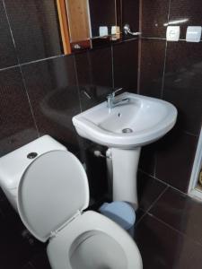 コブレチにあるЗазаの白いトイレと洗面台のあるバスルーム