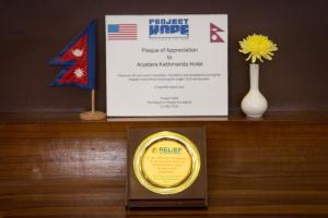 Certificato, attestato, insegna o altro documento esposto da Aryatara Kathmandu Hotel