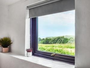 ein Fenster mit Blick auf ein Feld in der Unterkunft Dizzard Cottage in Bude + 8 Fotos