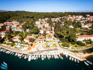 an aerial view of a resort with boats in the water at Hvar spa & apartment Romantic for two in Vrboska