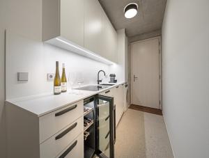Kuchyň nebo kuchyňský kout v ubytování Riedenblick Apartments