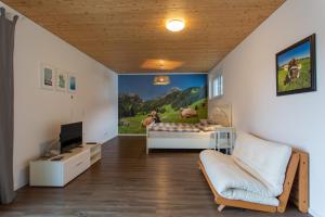 TV a/nebo společenská místnost v ubytování FLEXhome your central, calm and cosy place in Dornbirn