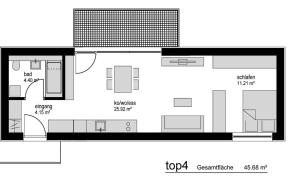 Půdorys ubytování FLEXhome your central, calm and cosy place in Dornbirn