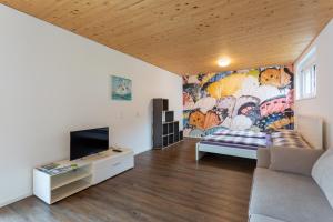 TV a/nebo společenská místnost v ubytování FLEXhome your central, calm and cosy place in Dornbirn