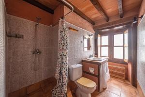 圭马尔Biofinca Casa el Riego的配有马桶、淋浴和水槽的浴室