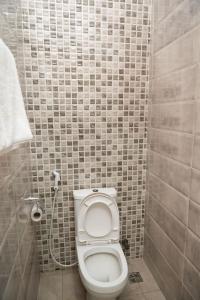 a bathroom with a toilet and a shower at 3bedroom duplex with ps5 in Ikate, lekki phase 1 in Lekki