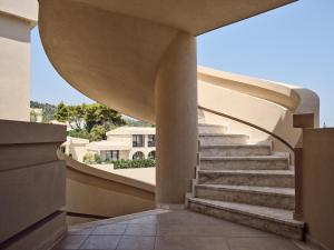 a view from the outside of a building with stairs at Admiral De Luxe in Zakynthos