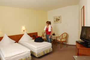 TV a/nebo společenská místnost v ubytování Hotel Pesterwitzer Siegel