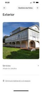 a screenshot of a webpage of a building at Pensión montoxo in Cedeira