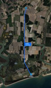 una mappa dei miglioramenti proposti al canale di Palma Verde a Castello di Brussa