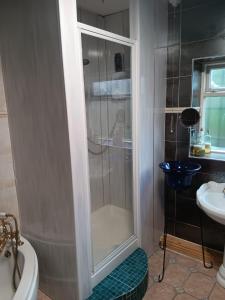 un bagno con doccia e lavandino di 2 hampstead Liverpool a Liverpool