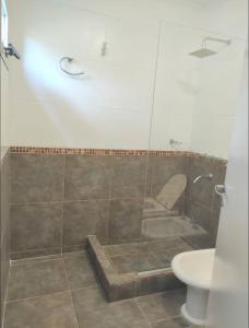 a bathroom with a shower with a sink and a toilet at Mauro y Sonia in Estancia Vieja +12 photos