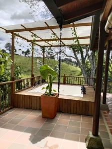 un ponte con un pergolato e una pianta di Hermosa Villa La Laja Rionegro a Rionegro Altre 46 foto