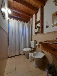 a bathroom with a toilet and a sink at Tierras del Sur I un calido lugar in Villa La Angostura +29 photos