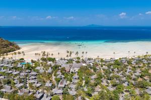 an aerial view of the beach at the resort at SAii Phi Phi Island Village in Phi Phi Islands