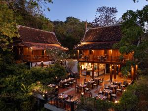 an aerial view of a resort with tables and chairs at SAii Phi Phi Island Village in Phi Phi Islands